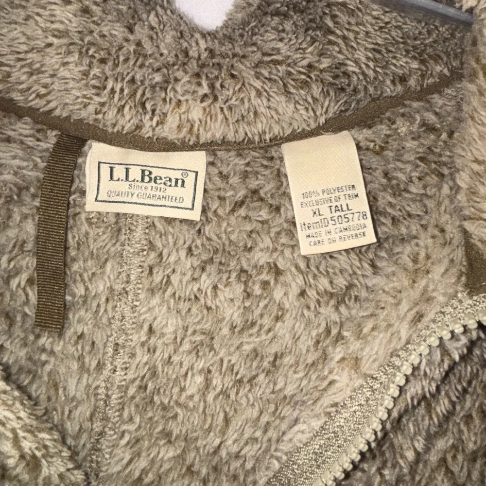 Men's Land's End High Pile Zip up Fleece Jacket‎ Brown XL Tall